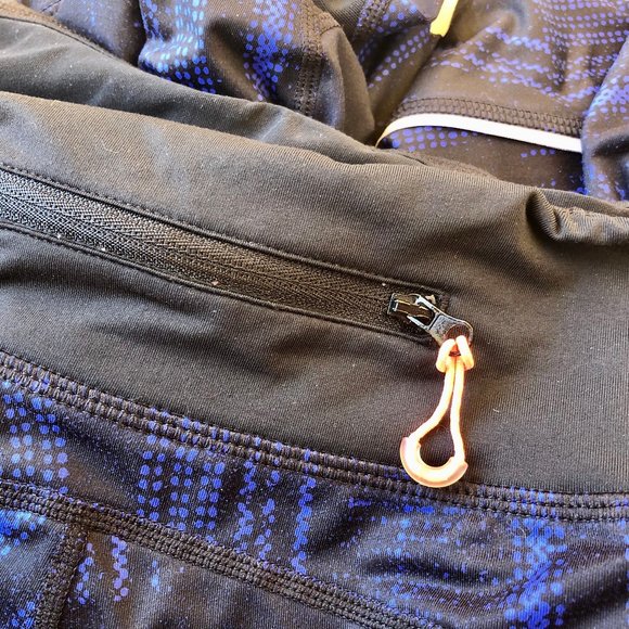 Zella Leggings Mesh Portion Reflective Stripes Pocket Cool Print - Picture 8 of 10